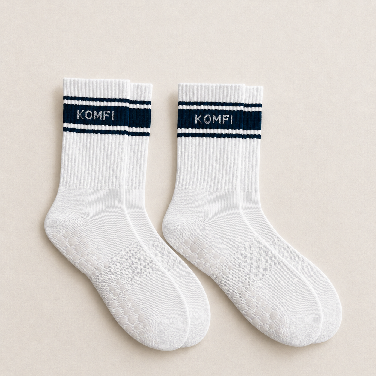 Chaussettes Antidérapantes Yoga & Pilates – Lot de 2 paires Ivoire