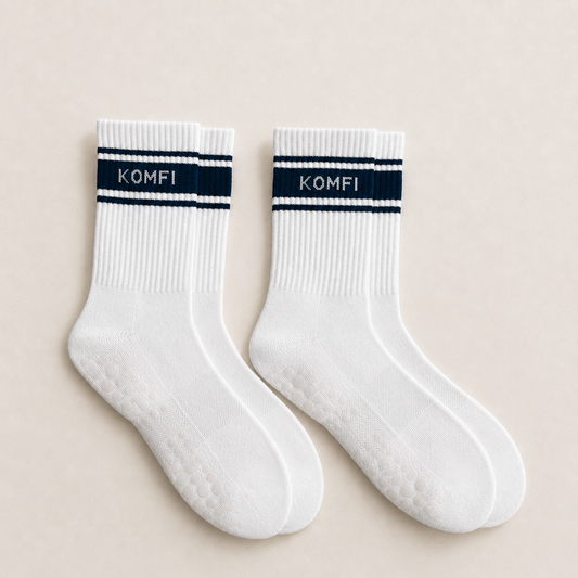 Chaussettes Antidérapantes Yoga & Pilates – Lot de 2 paires Ivoire