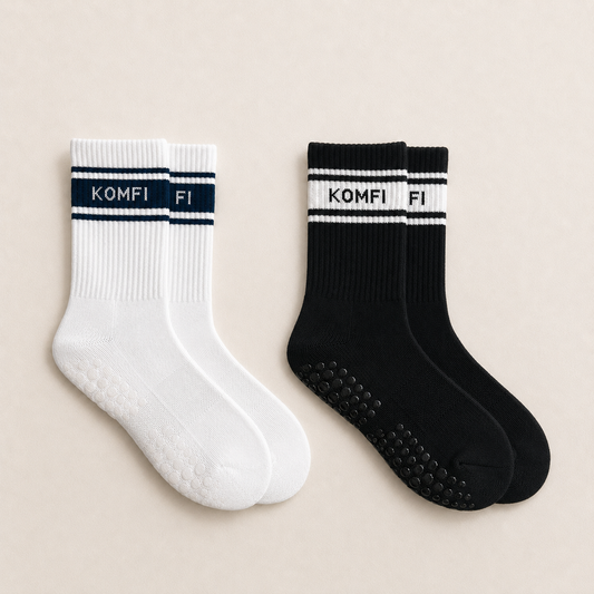 Chaussettes Antidérapantes Yoga & Pilates  – Lot de 2 paires Noir &  Ivoire